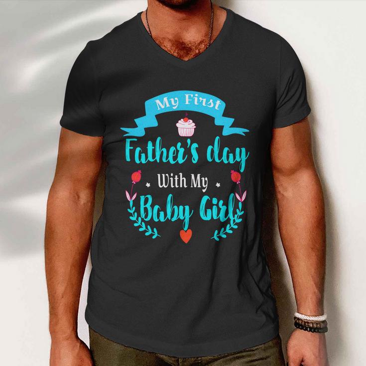 My 1St Fathers Day Baby Girl Men V-Neck Tshirt