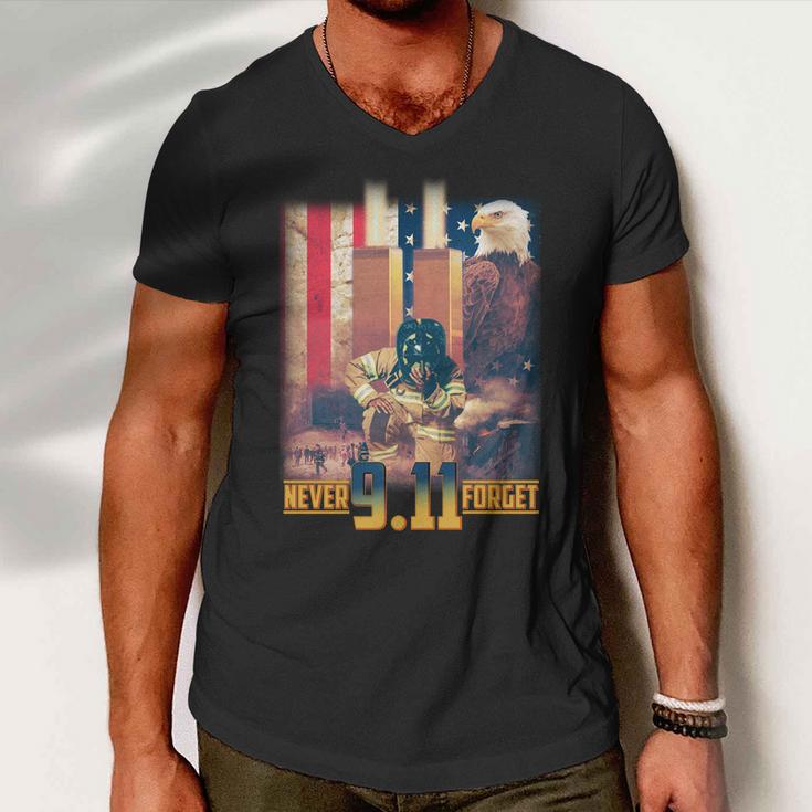 Never Forget 9 11 September 11 Memorial New York City Firefighter Tshirt Men V-Neck Tshirt