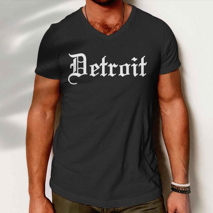 Old English Detroit D Michigan Logo Men V-Neck Tshirt