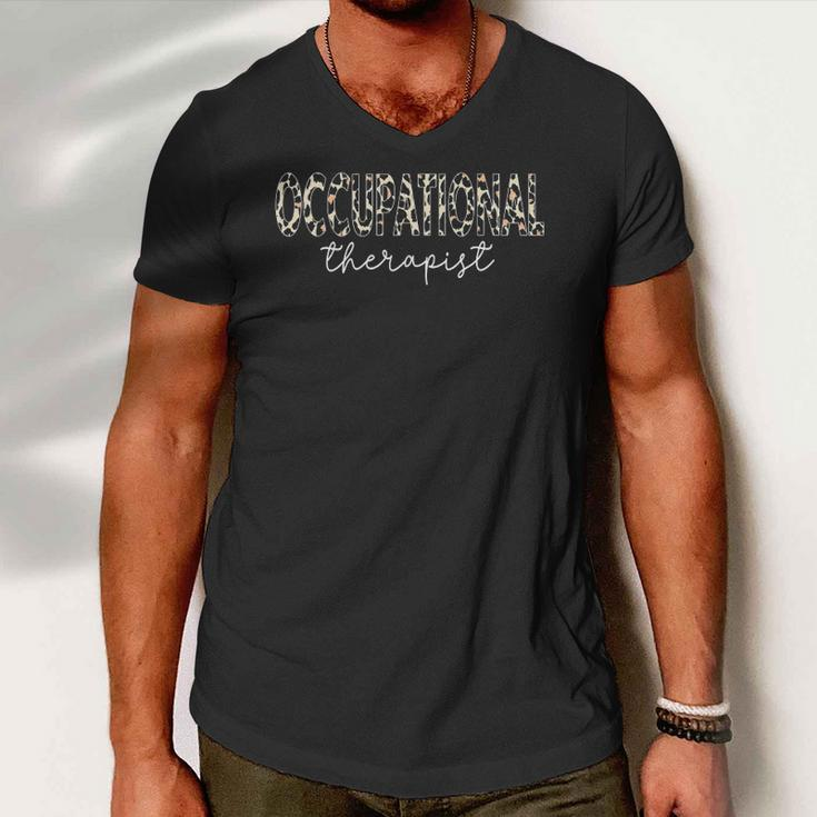 Ot Therapist Leopard Print For Occupational Therapy Men V-Neck Tshirt
