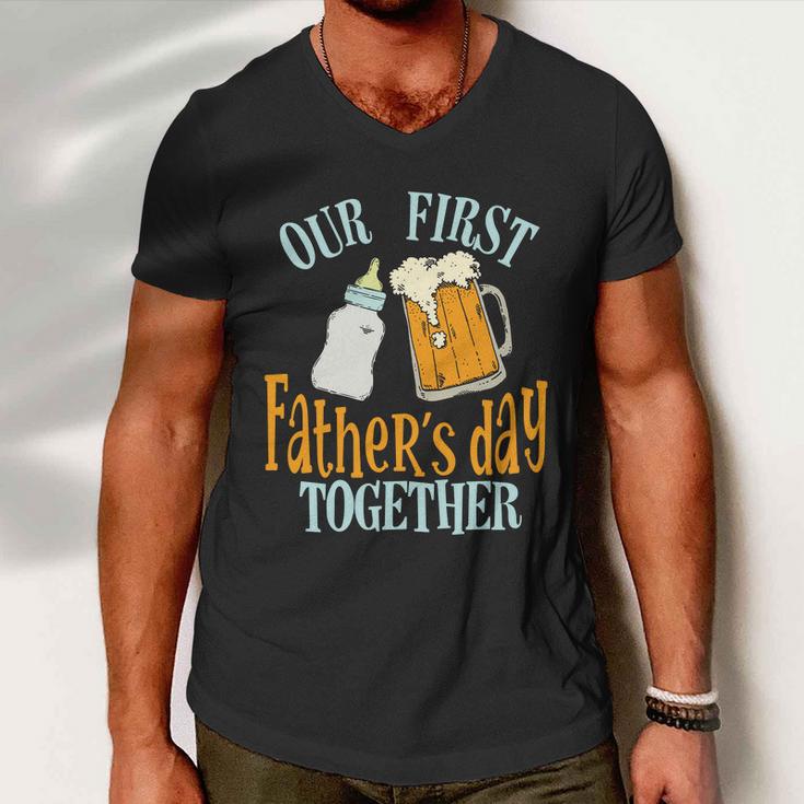 Our First Fathers Day Together Dad And Son Daughter Men V-Neck Tshirt