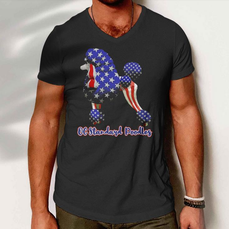 Patriotic Flag Poodle For American Poodle Lovers Men V-Neck Tshirt