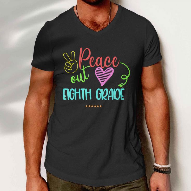 Peace Out Eighth Grade Graphic Plus Size Shirt For Teacher Female Male Unisex Men V-Neck Tshirt