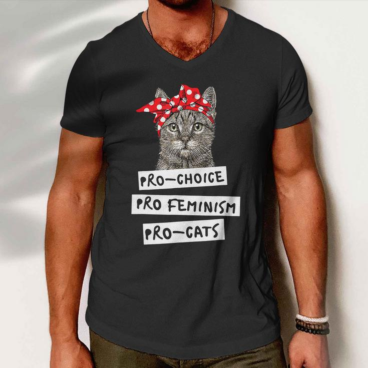 Pro Choice Pro Feminism Pro Cats Shirt Gift Men V-Neck Tshirt