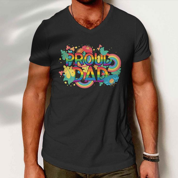 Proud Dad Lgbt Pride Month Stay Proud Lgbtq Gays Rights Great Gift Men V-Neck Tshirt