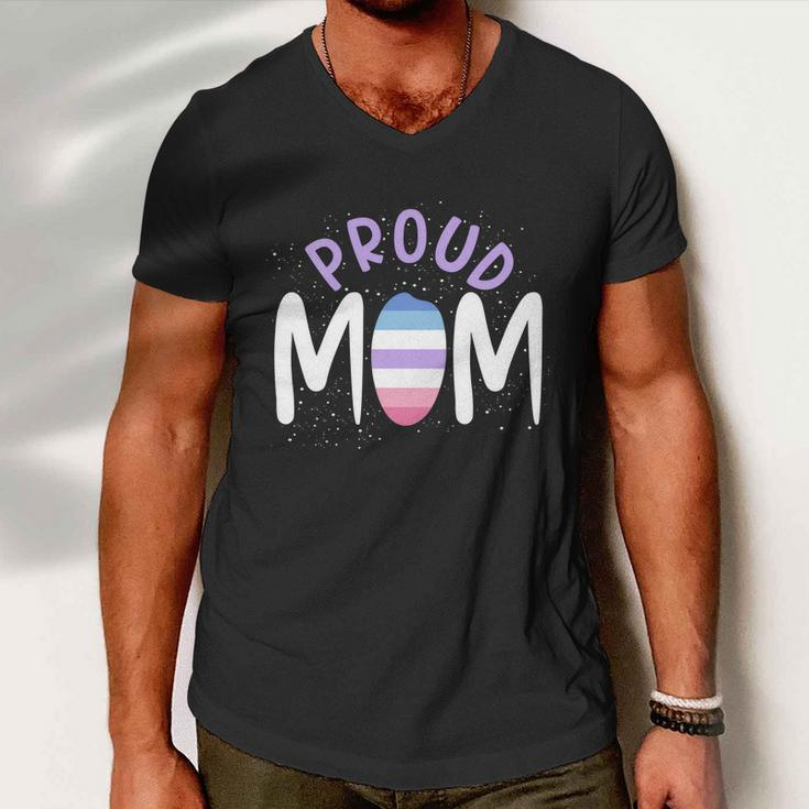 Proud Mom Bi Gender Flag Gay Pride Mothers Day Lgbt Bigender Great Gift Men V-Neck Tshirt