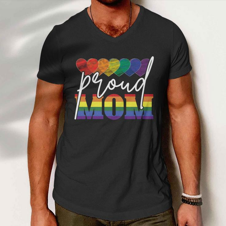 Proud Mom Mothers Day Gift Lgbtq Rainbow Flag Gay Pride Lgbt Gift V2 Men V-Neck Tshirt
