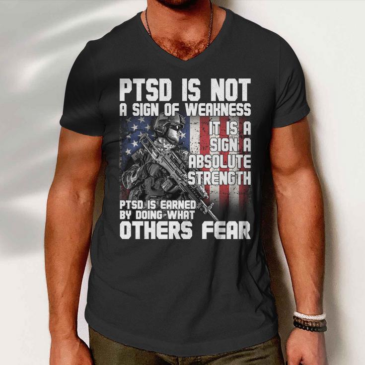 Ptsd Is Not A Sign Of Weakness Support Military Troops Men V-Neck Tshirt