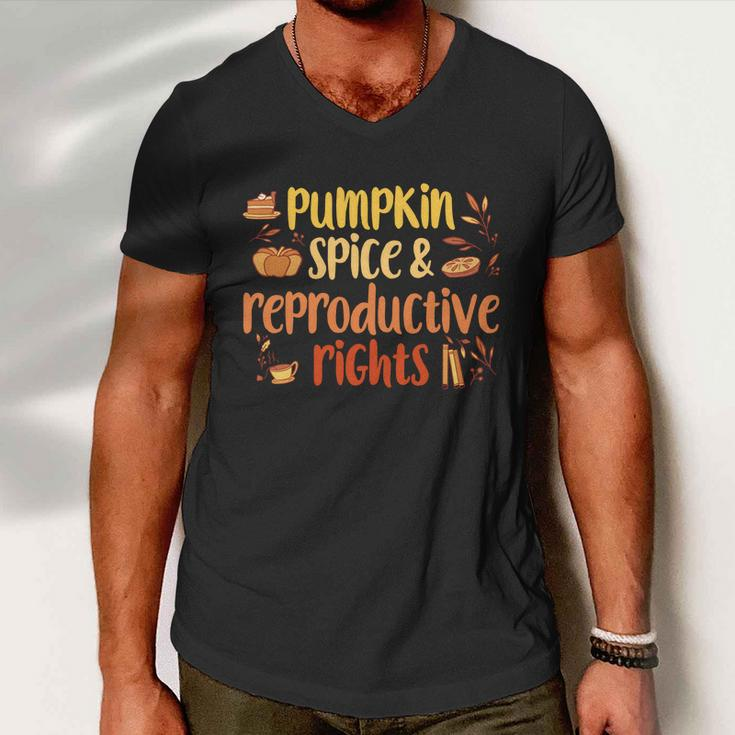 Pumpkin Spice And Reproductive Rights Pro Choice Feminist Funny Gift V3 Men V-Neck Tshirt