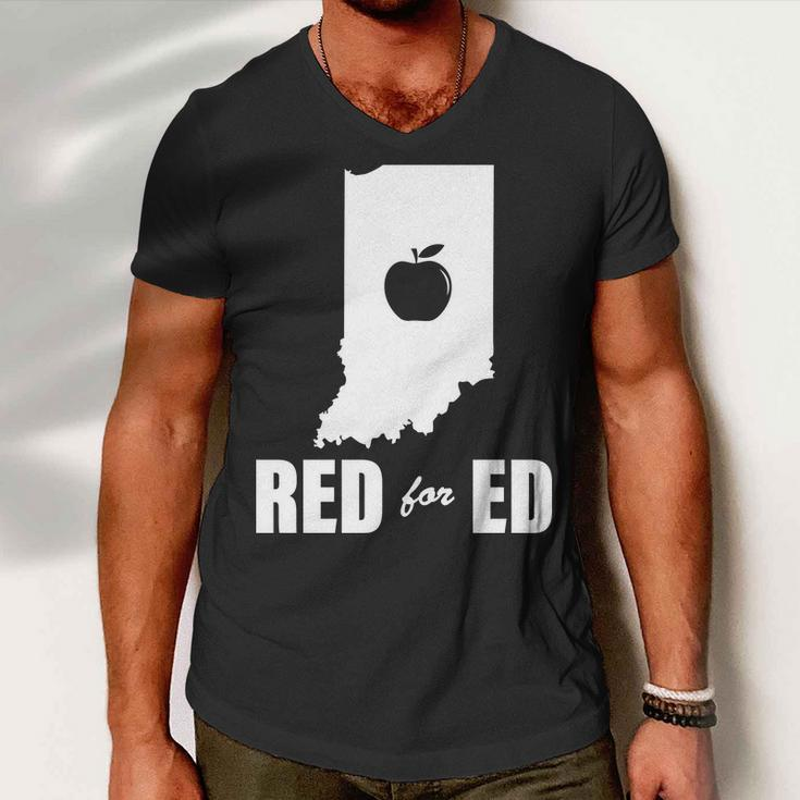 Red For Ed Indiana Teachers Apple Men V-Neck Tshirt