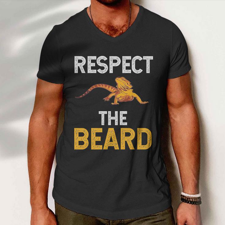 Respect The Beard Funny Bearded Dragon Reptile Lizard Lover Gift Men V-Neck Tshirt