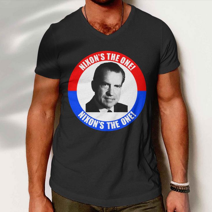 Retro Richard Nixon Nixons The One Presidential Campaign Men V-Neck Tshirt