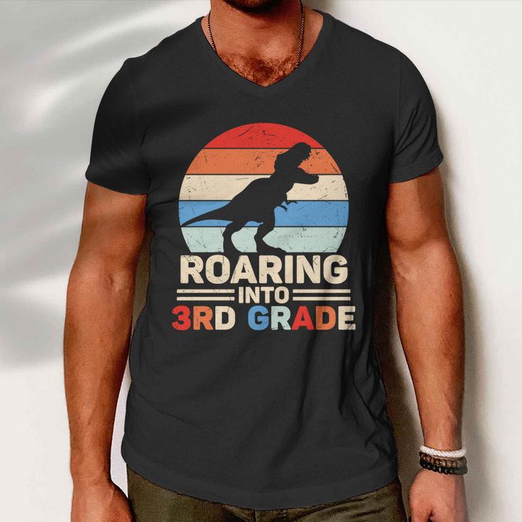 Roaring Into 3Rd Grade Dinosaur Back To School Men V-Neck Tshirt