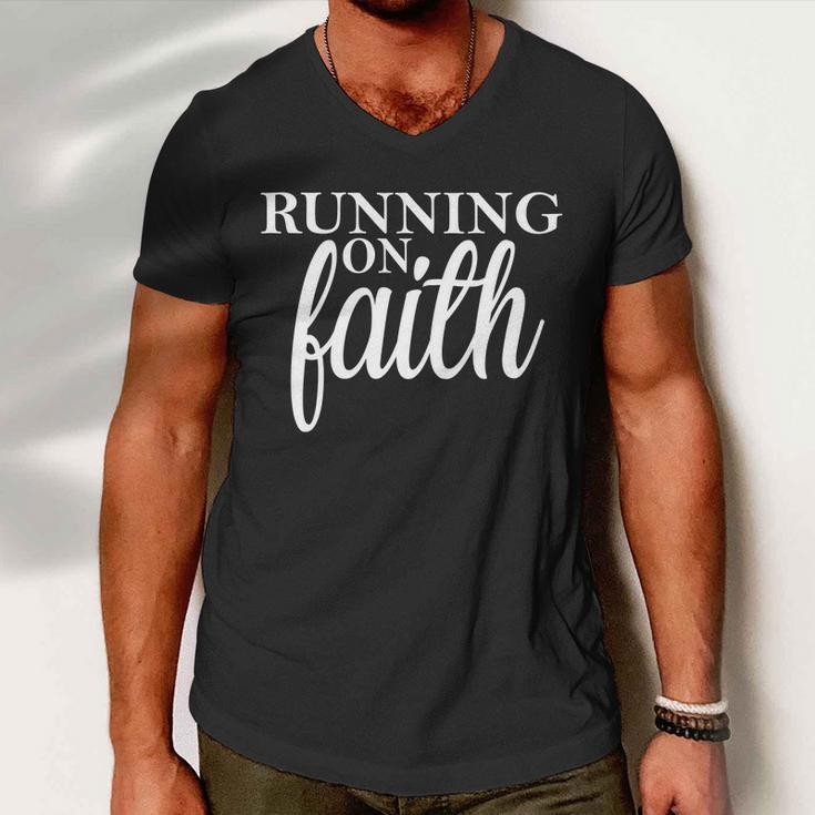 Running On Faith Men V-Neck Tshirt