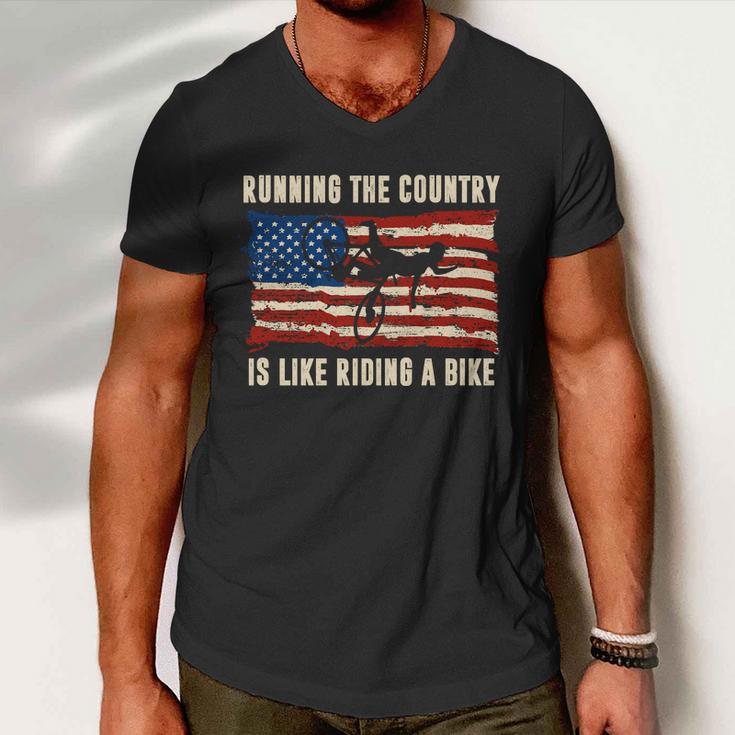 Running The Country Is Like Riding A Bike Men V-Neck Tshirt