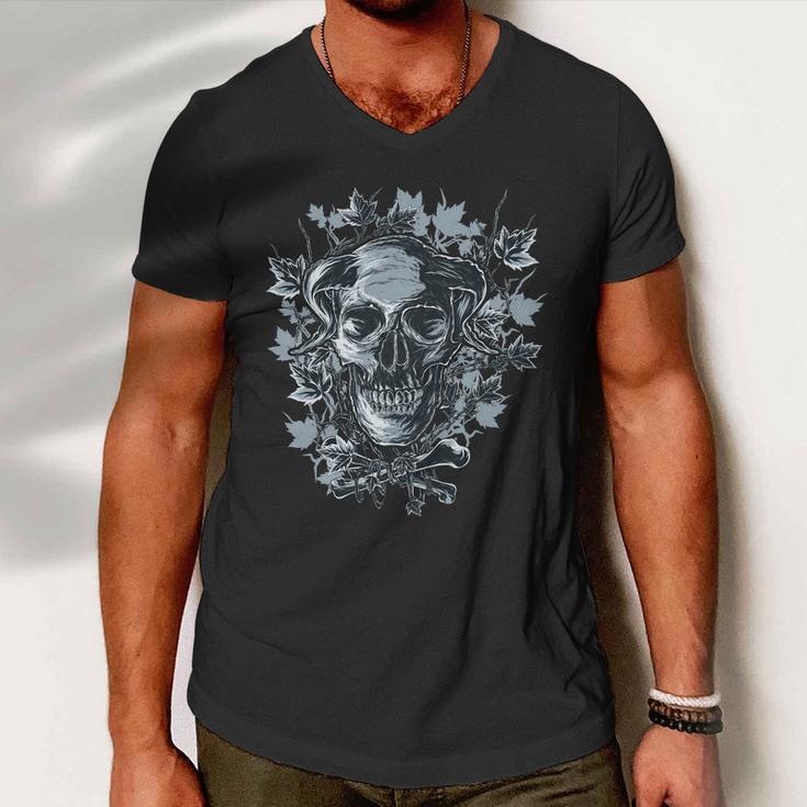 Scary Devil Skull Men V-Neck Tshirt