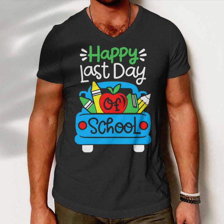 School Truck Shirts Happy Last Day Of School Teachers Kids Men V-Neck Tshirt