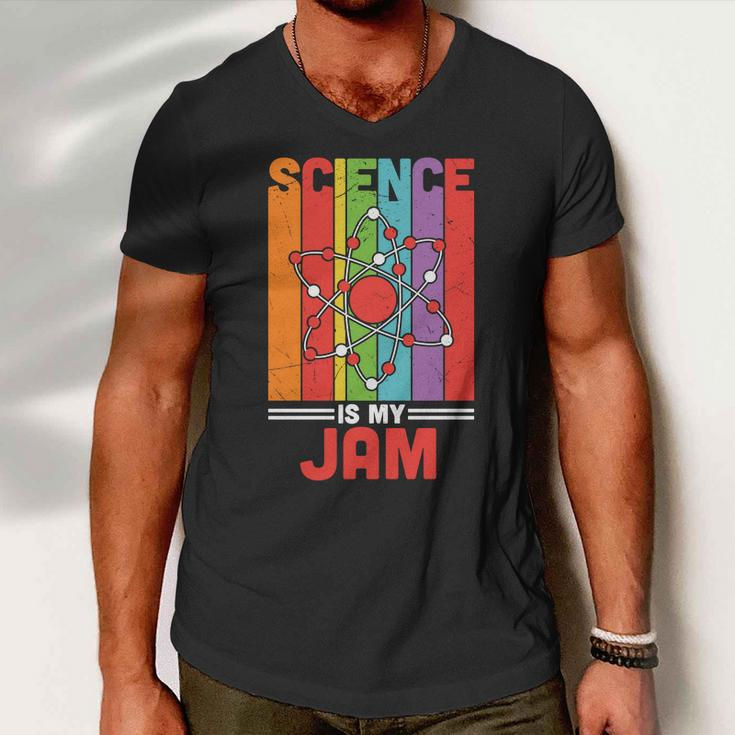 Science Is My Jam Proud Teacher Quote Graphic Shirt Men V-Neck Tshirt