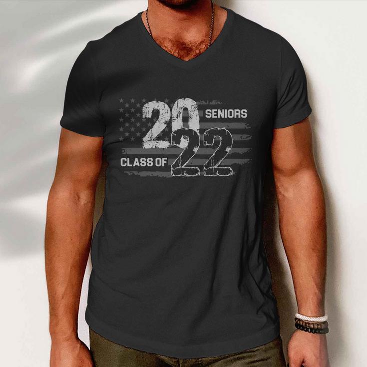 Seniors Class Of 2022 American Grey Style Flag Tshirt Men V-Neck Tshirt