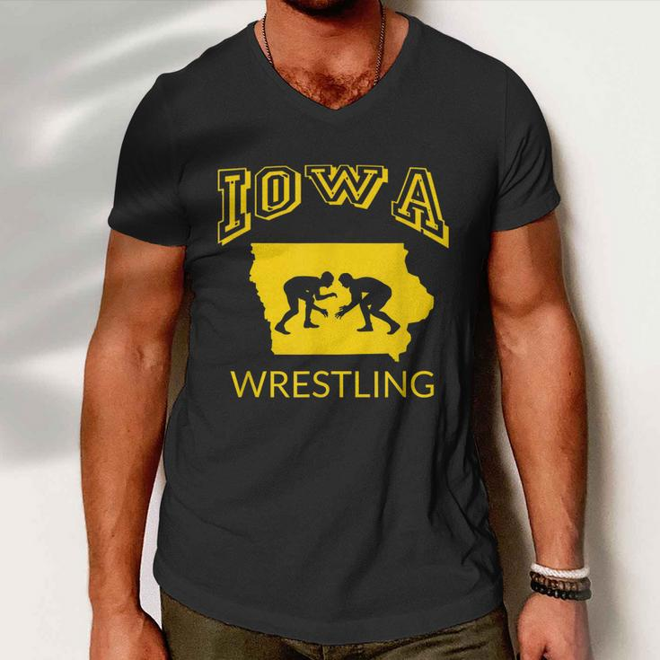 Silhouette Iowa Wrestling Team Wrestler The Hawkeye State Tshirt Men V-Neck Tshirt
