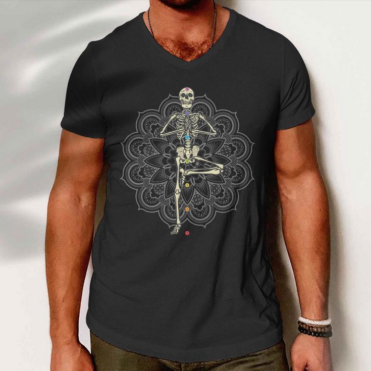 Skeleton Yoga V2 Men V-Neck Tshirt