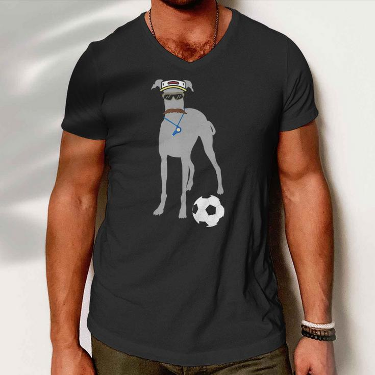 Soccer Gift Idea Fans- Sporty Dog Coach Hound Men V-Neck Tshirt