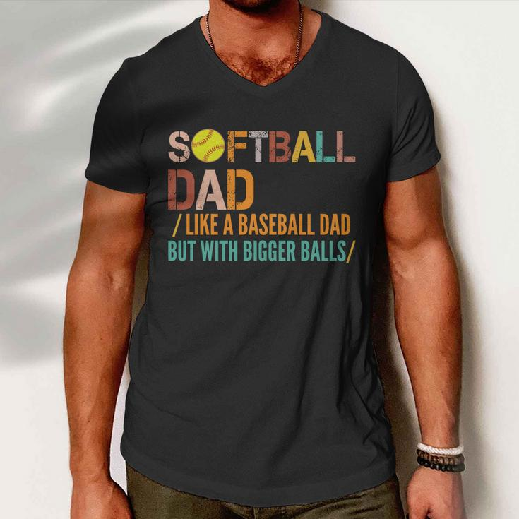 Softball Dad Like A Baseball Dad Vintage Tshirt Men V-Neck Tshirt