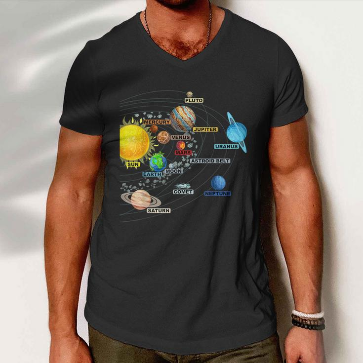 Solar System Planets Astronomy Space Science Girls Boys Tshirt Men V-Neck Tshirt