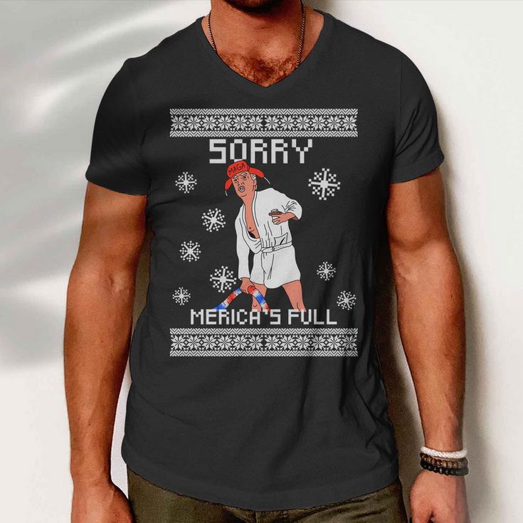 Sorry Mericas Full Trump Supporter Ugly Christmas Tshirt Men V-Neck Tshirt