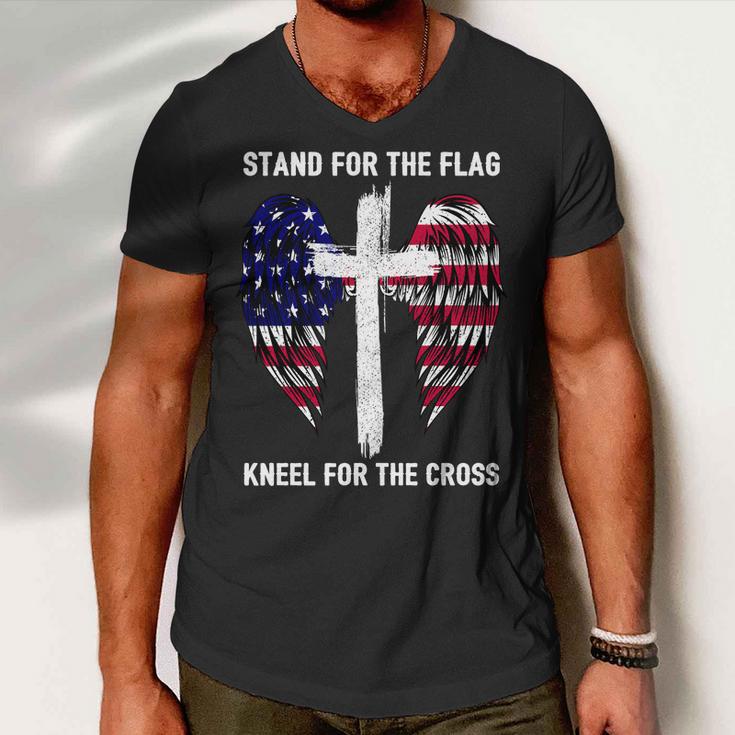 Stand For The Flag Kneel For The Cross Usa Eagle Tshirt Men V-Neck Tshirt