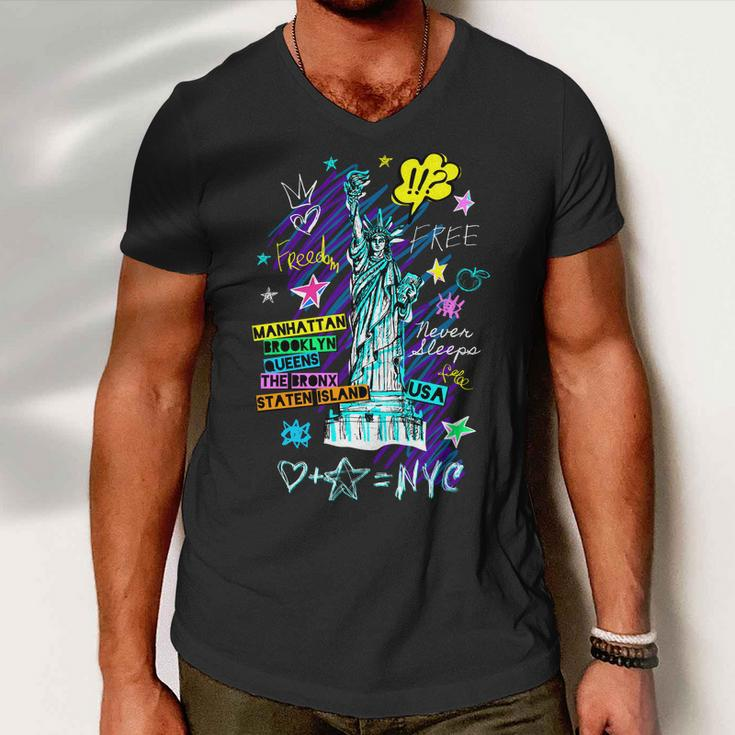Statue Of Liberty Cities Of New York Men V-Neck Tshirt