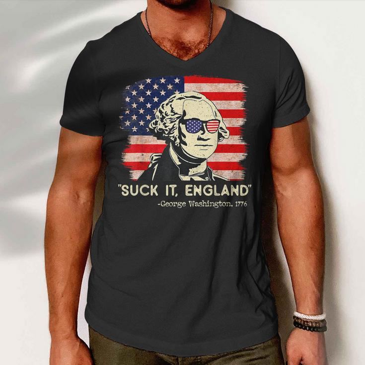 Suck It England Funny 4Th Of July Funny George Washington Men V-Neck Tshirt