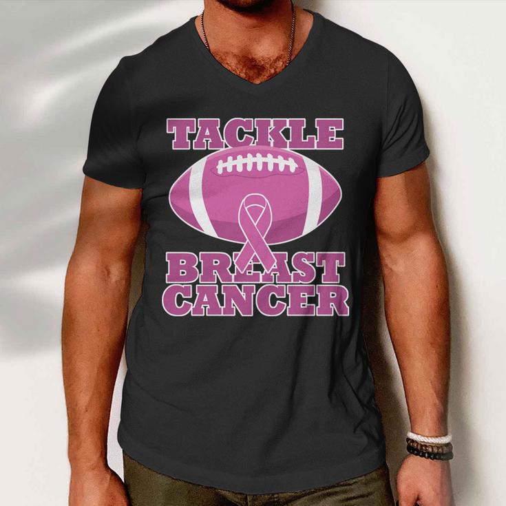 Tackle Breast Cancer Awareness Football Men V-Neck Tshirt