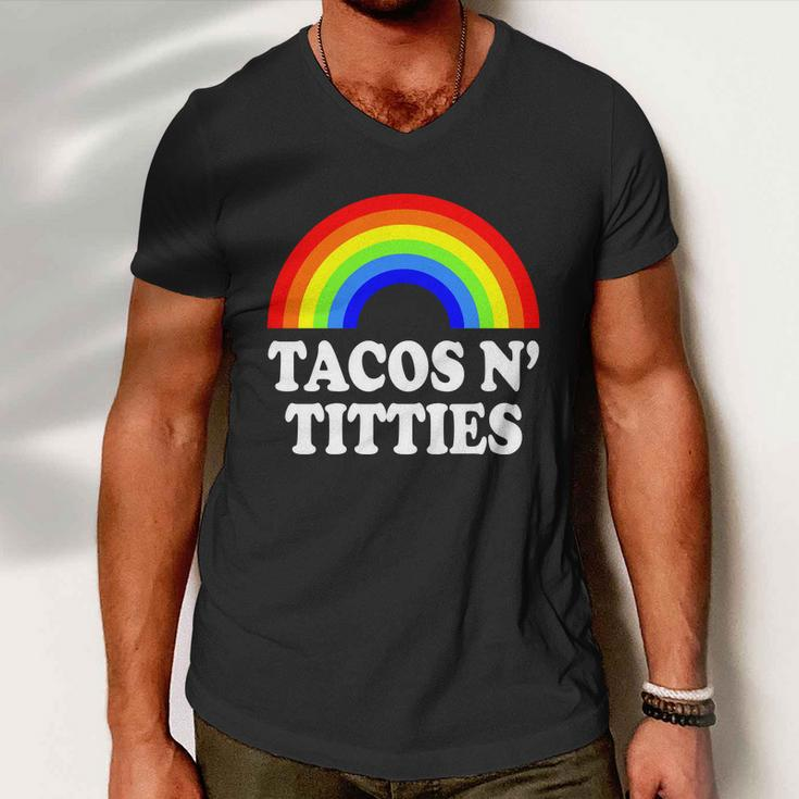 Tacos N Titties Funny Lgbt Gay Pride Lesbian Lgbtq Men V-Neck Tshirt