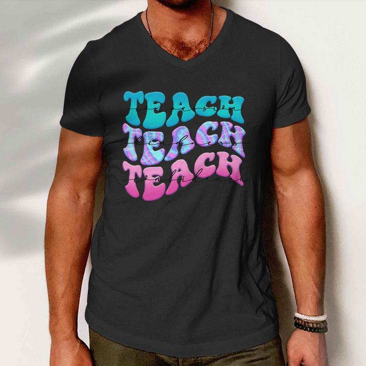 Teach Compassion Teach Kindness Teach Confidence Graphic Shirt Men V-Neck Tshirt