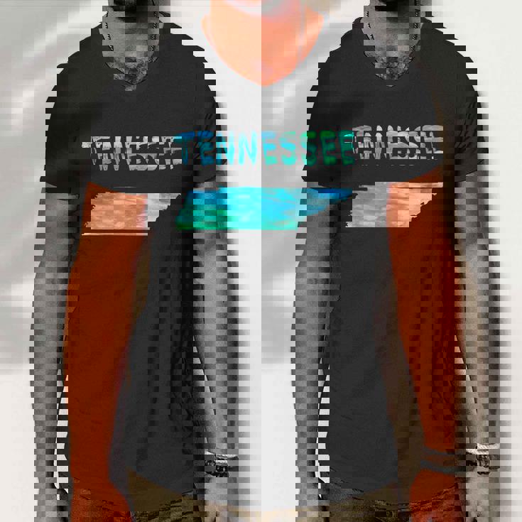 Tennessee Map Colorful Isolated Tennessee State Map In Watercolor United States Men V-Neck Tshirt Tennessee Map Colorful Isolated Tennessee State Map In Watercolor United States Men V-Neck Tshirt