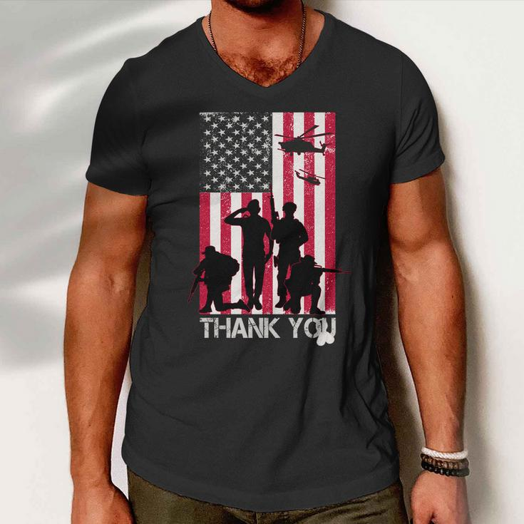 Thank You Memorial Day Soldiers Usa Flag Men V-Neck Tshirt