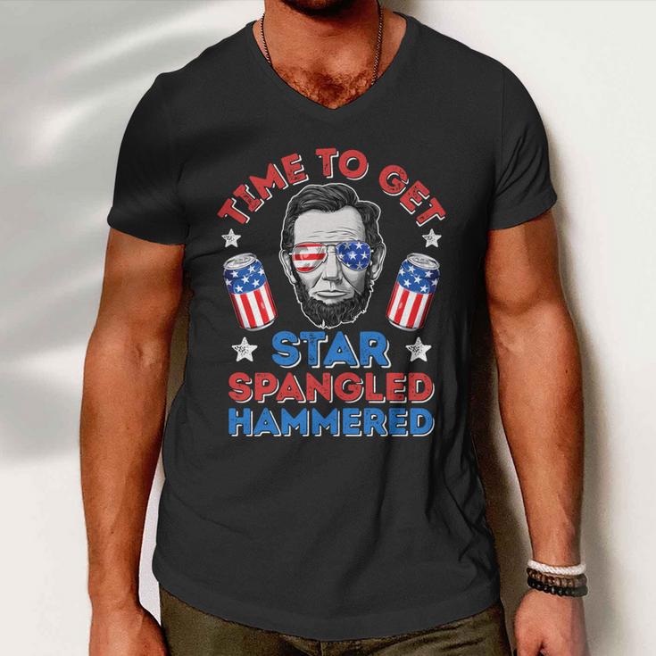 Time To Get Star Spangled Hammered 4Th Of July Men Lincoln Men V-Neck Tshirt