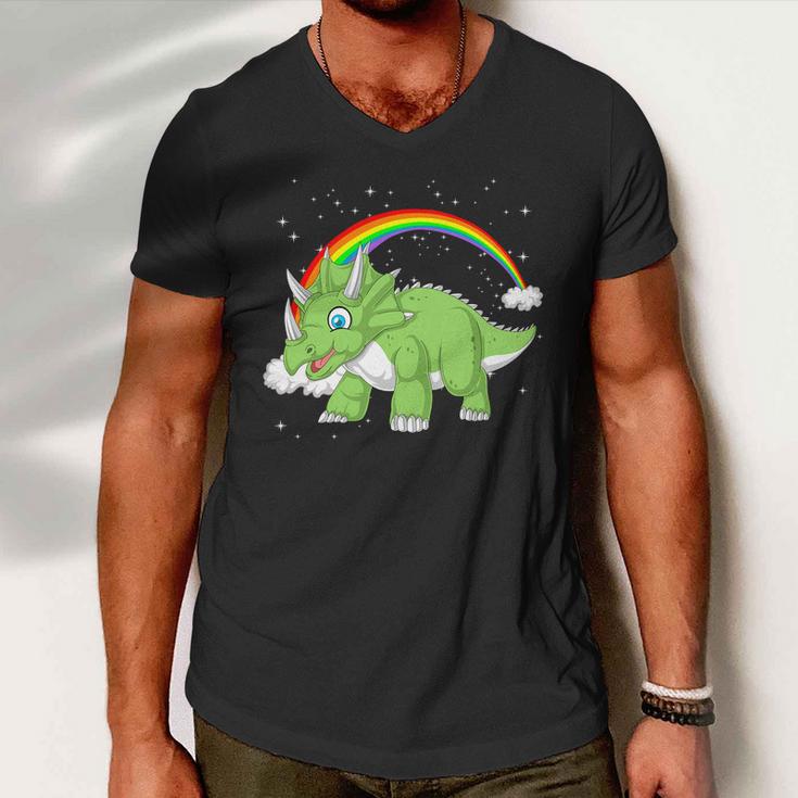 Triceratops Dinosaur Men V-Neck Tshirt