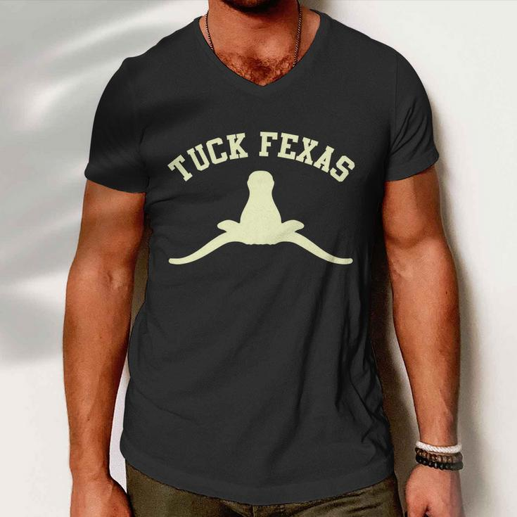 Tuck Fexas Horns Down Texas Tshirt Men V-Neck Tshirt
