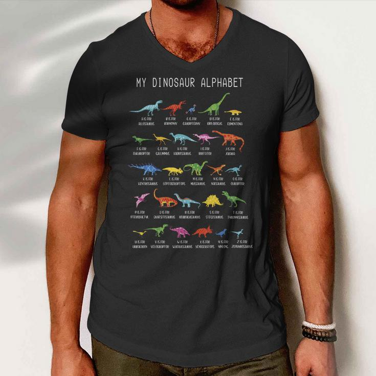 Types Of Dinosaurs Alphabet Dino Identification Men V-Neck Tshirt