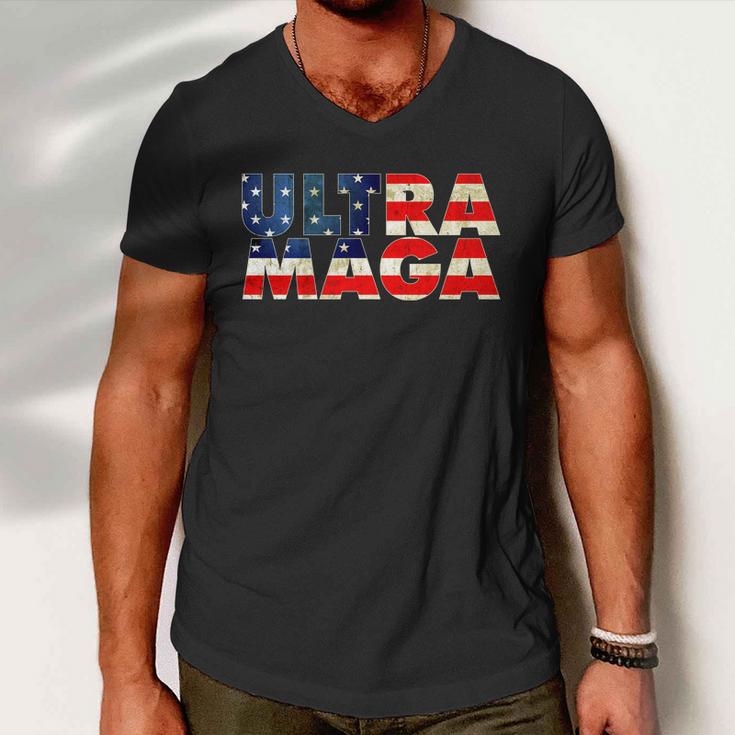 Ultra Maga Usa American Flag Men V-Neck Tshirt