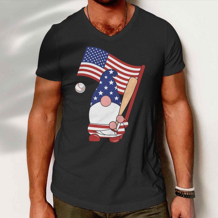 Usa Flag Gnome Graphic 4Th Of July Plus Size Shirt Men V-Neck Tshirt