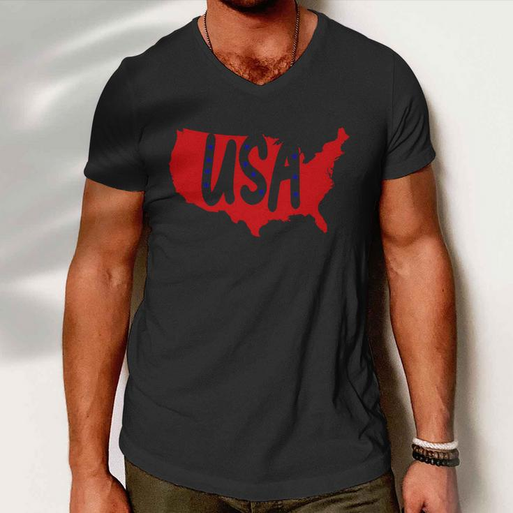 Usa Map Patriotic Celebrate 4Th Of July Men V-Neck Tshirt