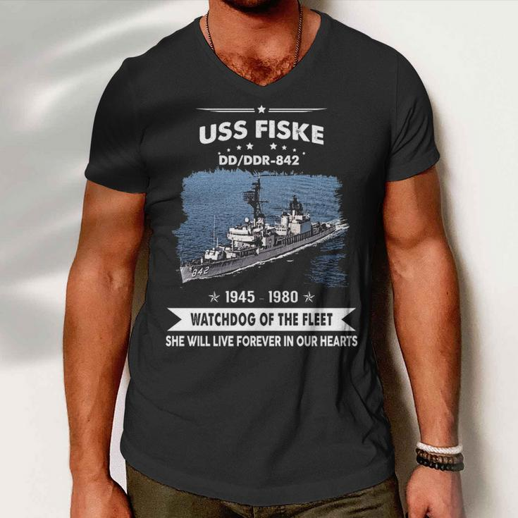Uss Fiske Dd Men V-Neck Tshirt