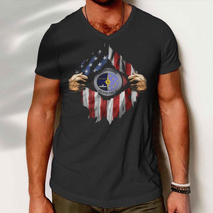 Uss Intrepid Cv V2 Men V-Neck Tshirt