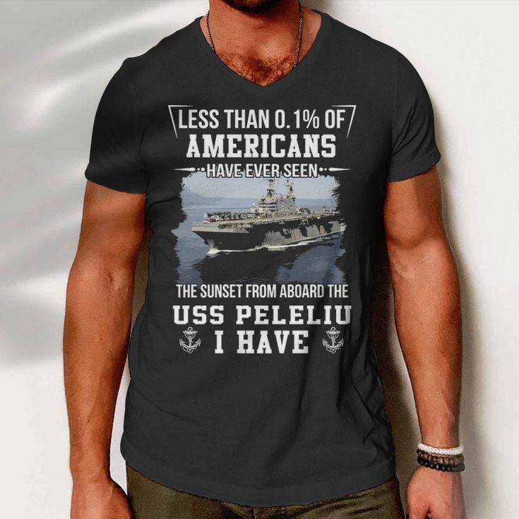 Uss Peleliu Lha 5 Sunset Men V-Neck Tshirt