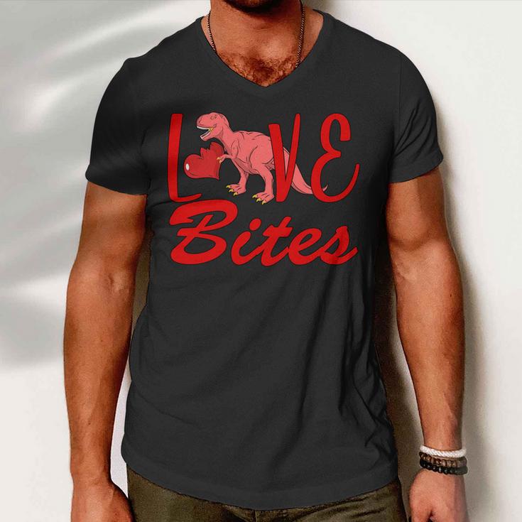 Valentines Day Love Bites Dinosaur Men V-Neck Tshirt