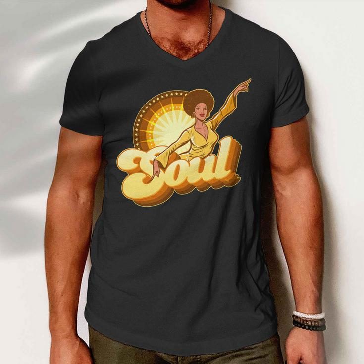 Vintage Afro Soul Retro 70S Tshirt Men V-Neck Tshirt