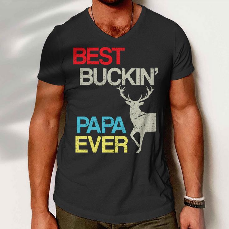 Vintage Best Buckin Papa Hunting Tshirt Men V-Neck Tshirt